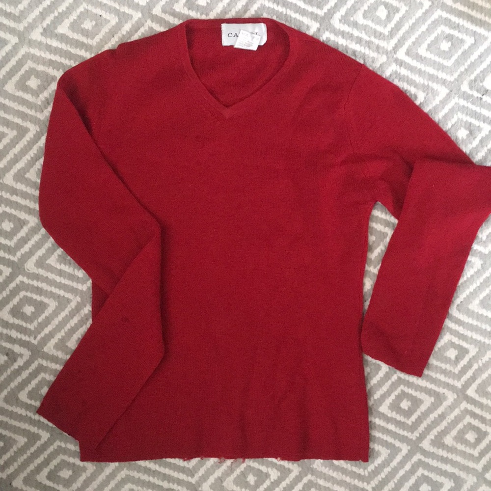 Cherry red Caroll vneck sweater purchased in Paris